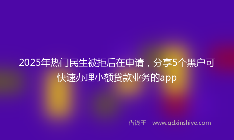 2025年热门民生被拒后在申请，分享5个黑户可快速办理小额贷款业务的app