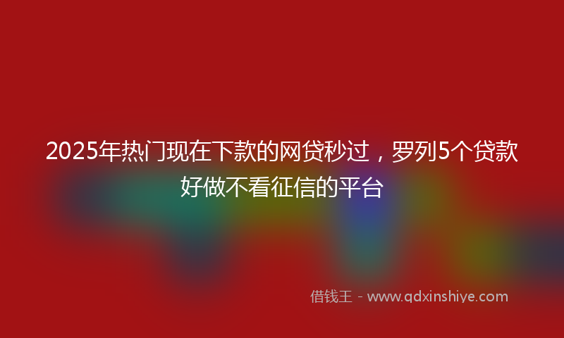 2025年热门现在下款的网贷秒过，罗列5个贷款好做不看征信的平台