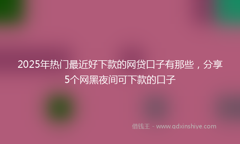 2025年热门最近好下款的网贷口子有那些，分享5个网黑夜间可下款的口子
