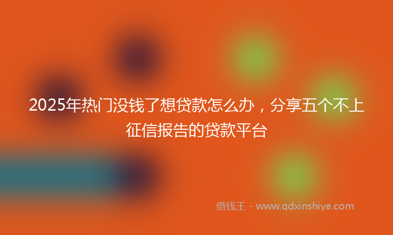 2025年热门没钱了想贷款怎么办，分享五个不上征信报告的贷款平台
