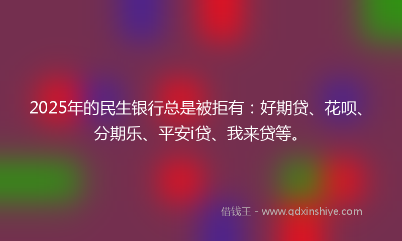 2025年的民生银行总是被拒有：好期贷、花呗、分期乐、平安i贷、我来贷等。