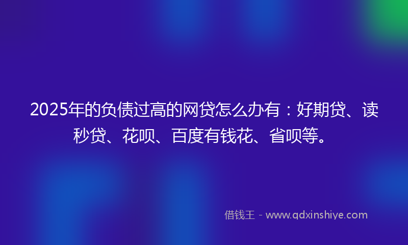 2025年的负债过高的网贷怎么办有：好期贷、读秒贷、花呗、百度有钱花、省呗等。
