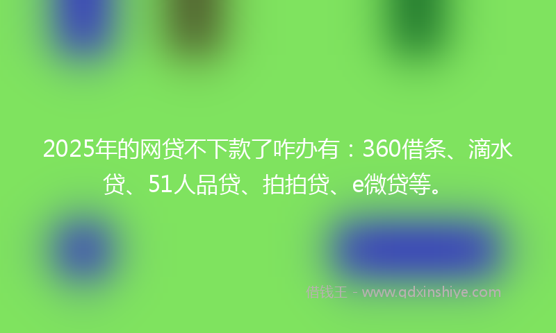 2025年的网贷不下款了咋办有：360借条、滴水贷、51人品贷、拍拍贷、e微贷等。