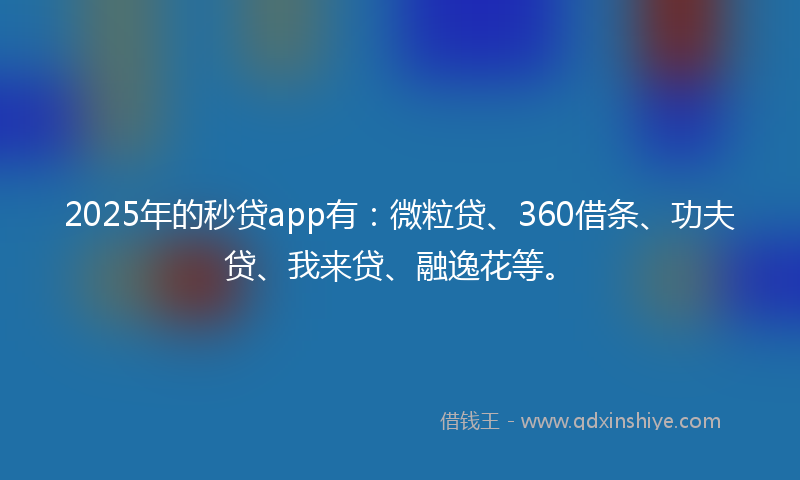2025年的秒贷app有：微粒贷、360借条、功夫贷、我来贷、融逸花等。