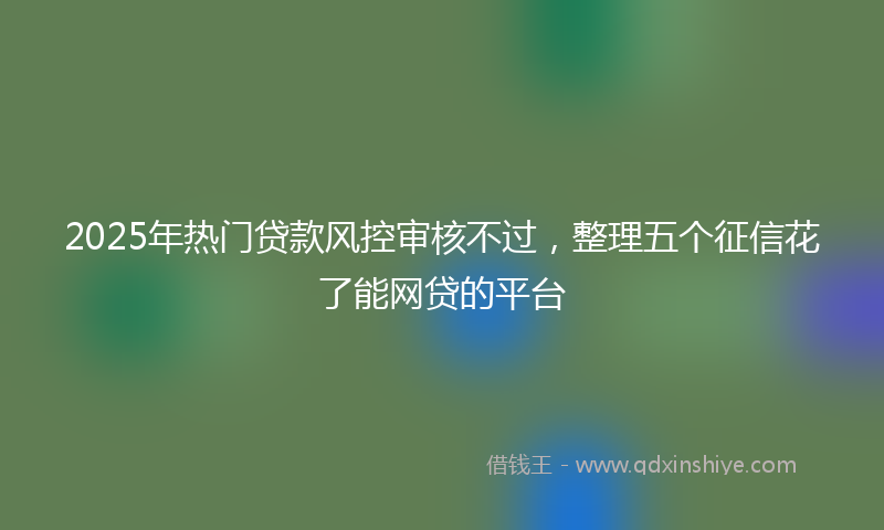 2025年热门贷款风控审核不过，整理五个征信花了能网贷的平台