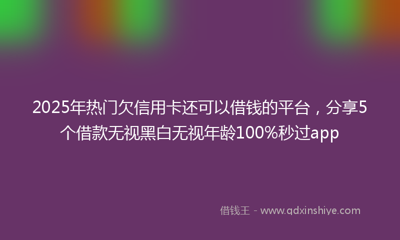 2025年热门欠信用卡还可以借钱的平台，分享5个借款无视黑白无视年龄100%秒过app
