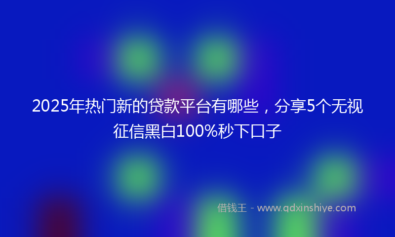 2025年热门新的贷款平台有哪些，分享5个无视征信黑白100%秒下口子