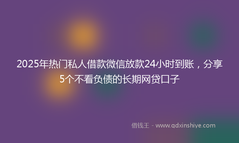 2025年热门私人借款微信放款24小时到账，分享5个不看负债的长期网贷口子