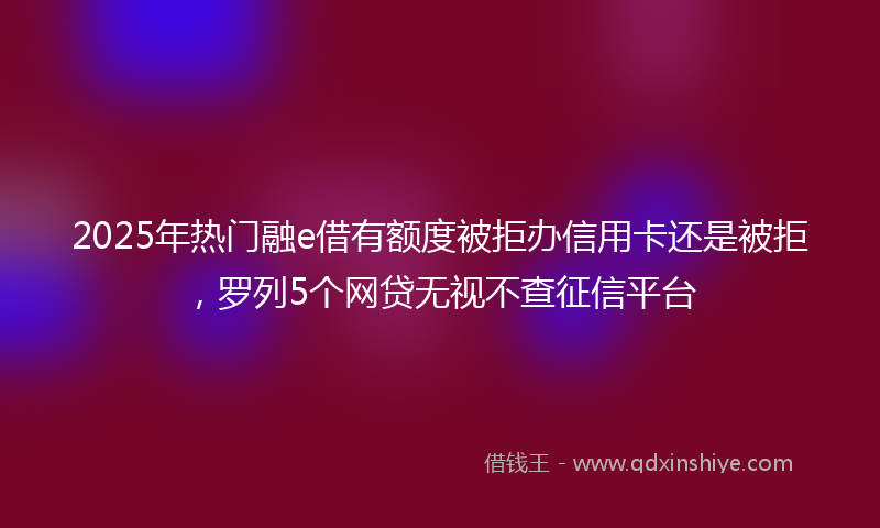 2025年热门融e借有额度被拒办信用卡还是被拒，罗列5个网贷无视不查征信平台