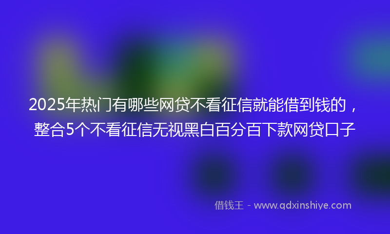2025年热门有哪些网贷不看征信就能借到钱的，整合5个不看征信无视黑白百分百下款网贷口子