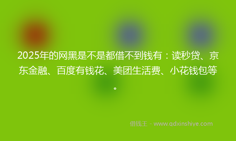 2025年的网黑是不是都借不到钱有：读秒贷、京东金融、百度有钱花、美团生活费、小花钱包等。