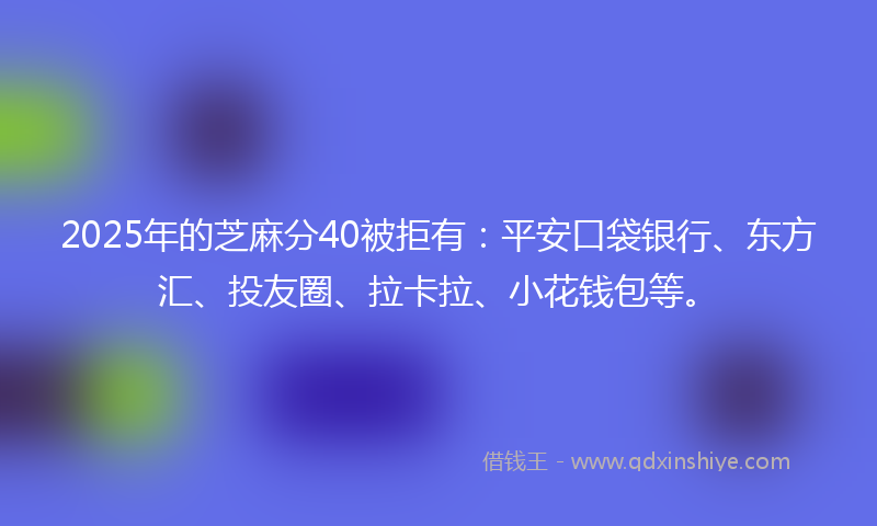 2025年的芝麻分40被拒有：平安口袋银行、东方汇、投友圈、拉卡拉、小花钱包等。