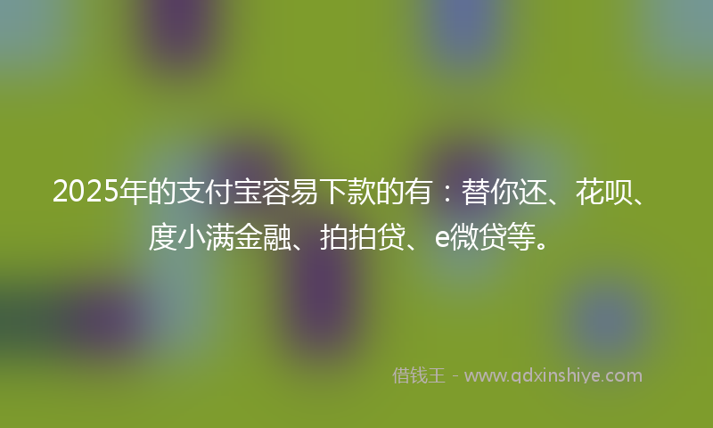 2025年的支付宝容易下款的有：替你还、花呗、度小满金融、拍拍贷、e微贷等。