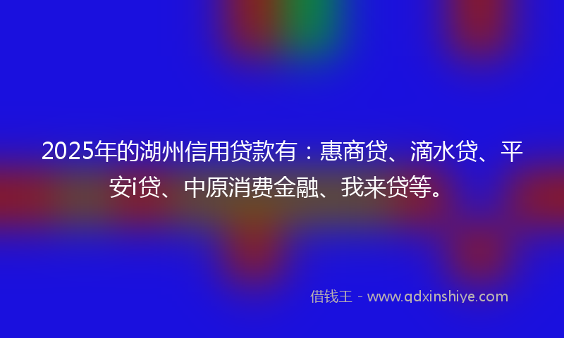 2025年的湖州信用贷款有：惠商贷、滴水贷、平安i贷、中原消费金融、我来贷等。