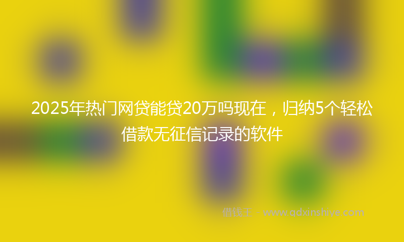 2025年热门网贷能贷20万吗现在，归纳5个轻松借款无征信记录的软件