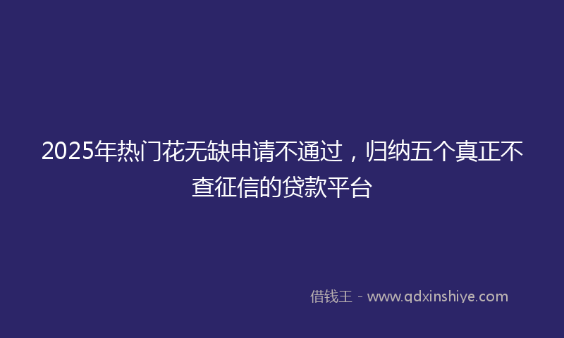 2025年热门花无缺申请不通过，归纳五个真正不查征信的贷款平台