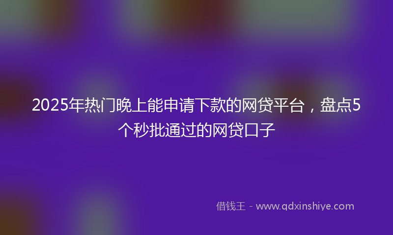 2025年热门晚上能申请下款的网贷平台，盘点5个秒批通过的网贷口子