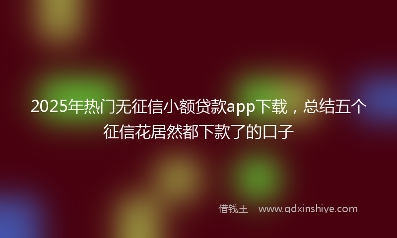 2025年热门无征信小额贷款app下载，总结五个征信花居然都下款了的口子