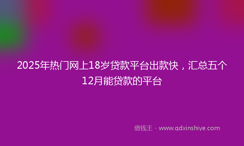 2025年热门网上18岁贷款平台出款快，汇总五个12月能贷款的平台