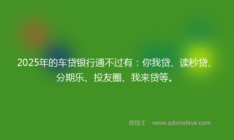 2025年的车贷银行通不过有：你我贷、读秒贷、分期乐、投友圈、我来贷等。