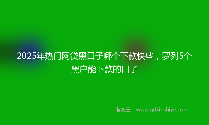 2025年热门网贷黑口子哪个下款快些，罗列5个黑户能下款的口子