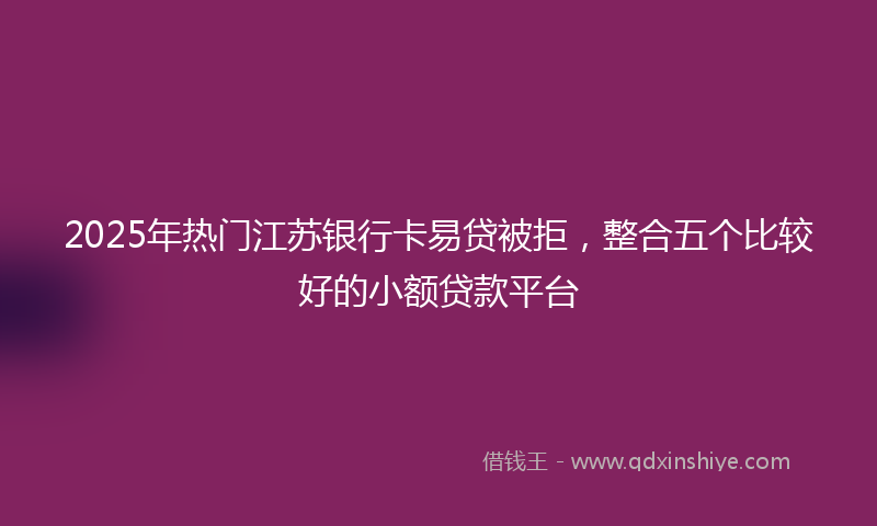 2025年热门江苏银行卡易贷被拒，整合五个比较好的小额贷款平台