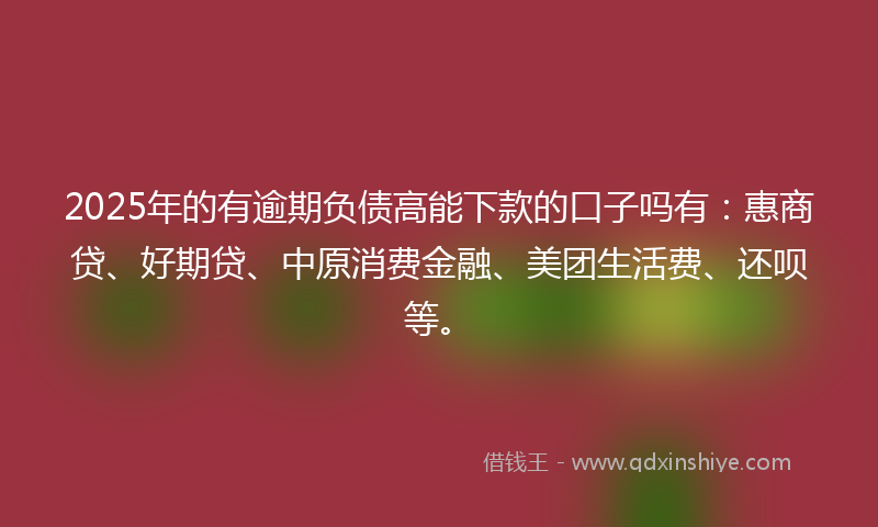 2025年的有逾期负债高能下款的口子吗有：惠商贷、好期贷、中原消费金融、美团生活费、还呗等。