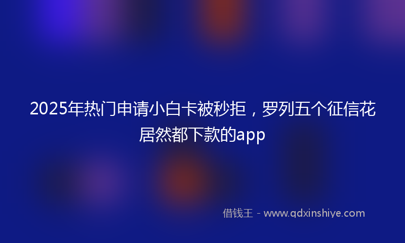 2025年热门申请小白卡被秒拒，罗列五个征信花居然都下款的app