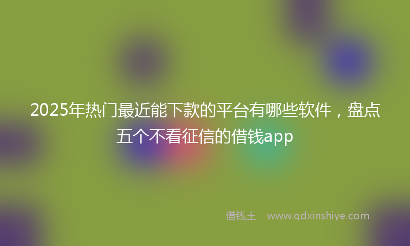 2025年热门最近能下款的平台有哪些软件，盘点五个不看征信的借钱app