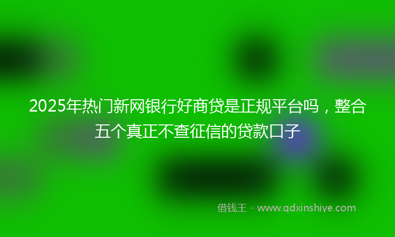 2025年热门新网银行好商贷是正规平台吗，整合五个真正不查征信的贷款口子