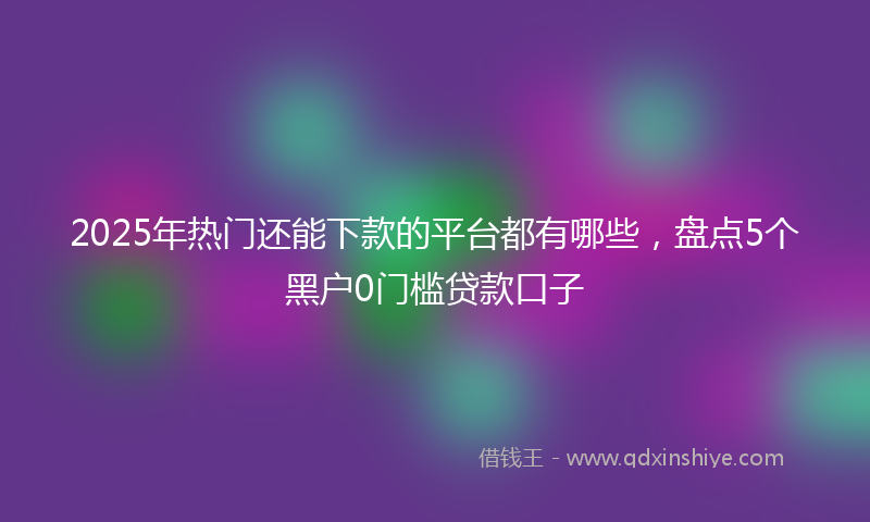 2025年热门还能下款的平台都有哪些，盘点5个黑户0门槛贷款口子
