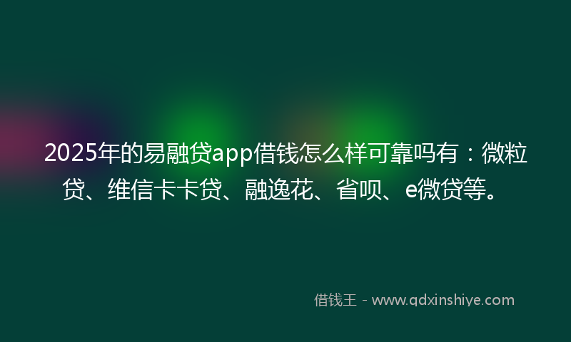 2025年的易融贷app借钱怎么样可靠吗有：微粒贷、维信卡卡贷、融逸花、省呗、e微贷等。