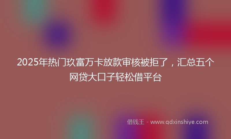 2025年热门玖富万卡放款审核被拒了，汇总五个网贷大口子轻松借平台