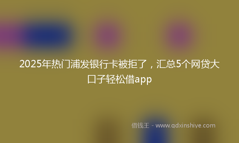 2025年热门浦发银行卡被拒了，汇总5个网贷大口子轻松借app