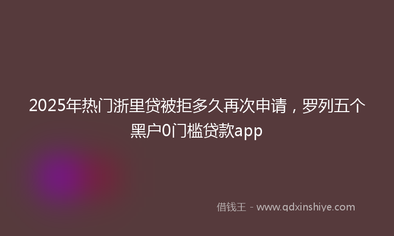 2025年热门浙里贷被拒多久再次申请，罗列五个黑户0门槛贷款app