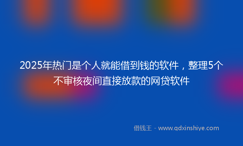 2025年热门是个人就能借到钱的软件，整理5个不审核夜间直接放款的网贷软件