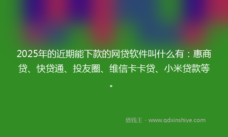 2025年的近期能下款的网贷软件叫什么有：惠商贷、快贷通、投友圈、维信卡卡贷、小米贷款等。
