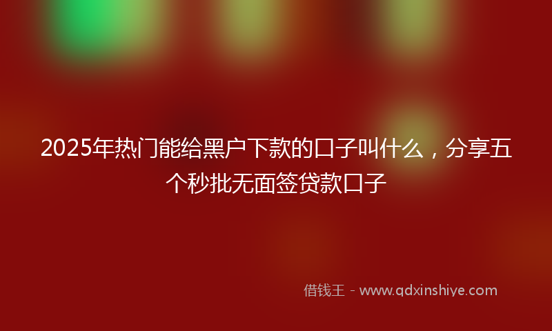 2025年热门能给黑户下款的口子叫什么，分享五个秒批无面签贷款口子