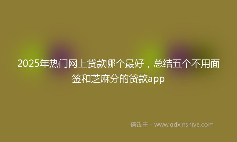 2025年热门网上贷款哪个最好，总结五个不用面签和芝麻分的贷款app