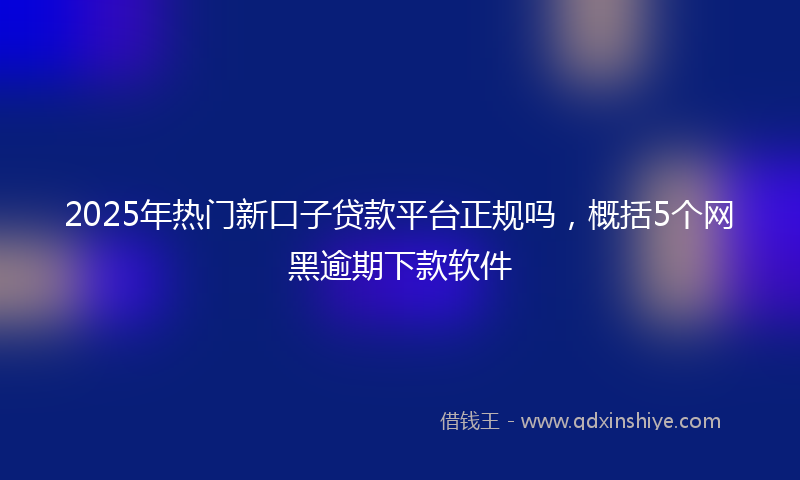 2025年热门新口子贷款平台正规吗，概括5个网黑逾期下款软件