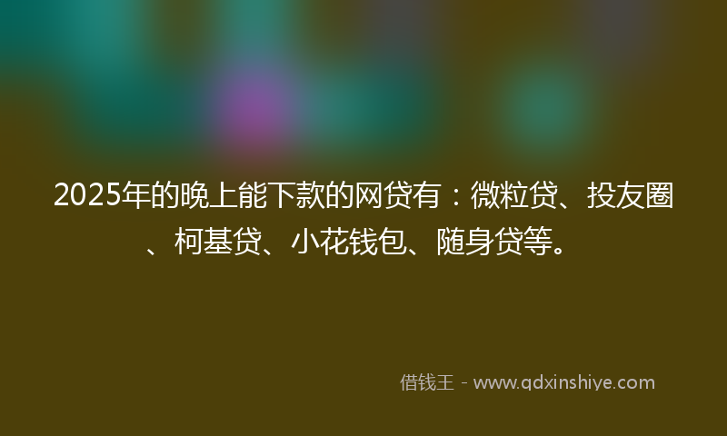 2025年的晚上能下款的网贷有：微粒贷、投友圈、柯基贷、小花钱包、随身贷等。