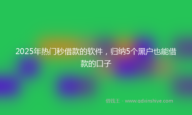 2025年热门秒借款的软件，归纳5个黑户也能借款的口子