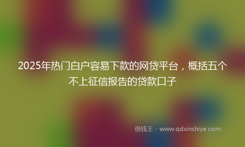 2025年热门白户容易下款的网贷平台，概括五个不上征信报告的贷款口子