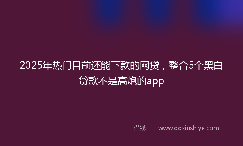 2025年热门目前还能下款的网贷，整合5个黑白贷款不是高炮的app