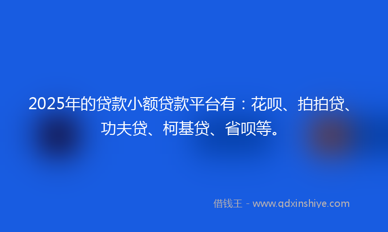 2025年的贷款小额贷款平台有：花呗、拍拍贷、功夫贷、柯基贷、省呗等。