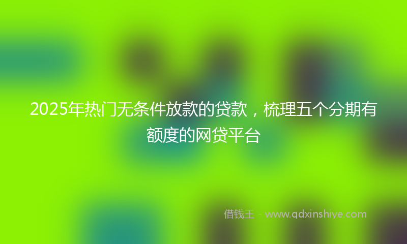 2025年热门无条件放款的贷款，梳理五个分期有额度的网贷平台