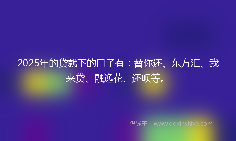 2025年的贷就下的口子有：替你还、东方汇、我来贷、融逸花、还呗等。