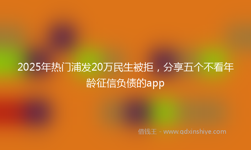 2025年热门浦发20万民生被拒，分享五个不看年龄征信负债的app