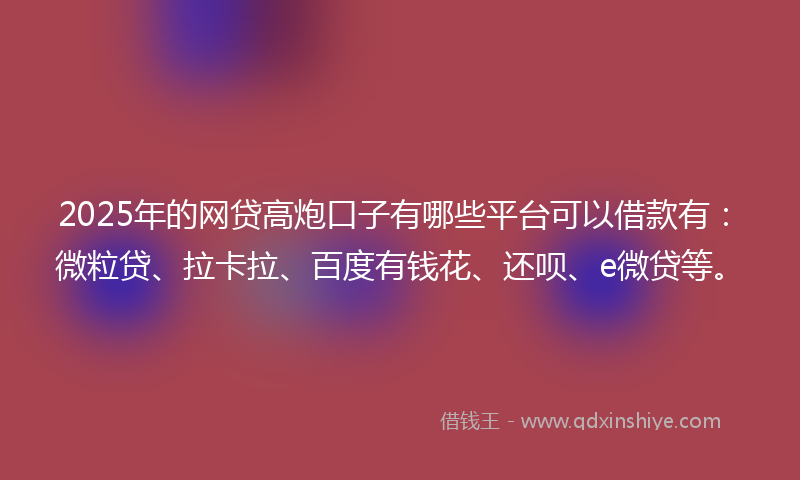 2025年的网贷高炮口子有哪些平台可以借款有：微粒贷、拉卡拉、百度有钱花、还呗、e微贷等。
