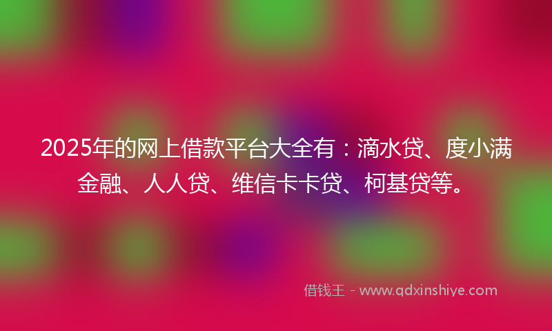 2025年的网上借款平台大全有：滴水贷、度小满金融、人人贷、维信卡卡贷、柯基贷等。